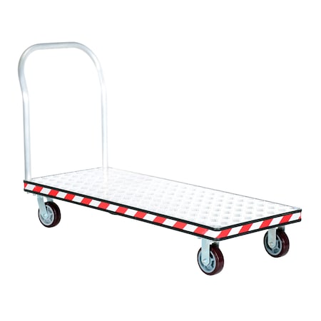 Vestil Aluminum Treadplate Platform Truck Single Handle 24 x 60 ATP-C-2460